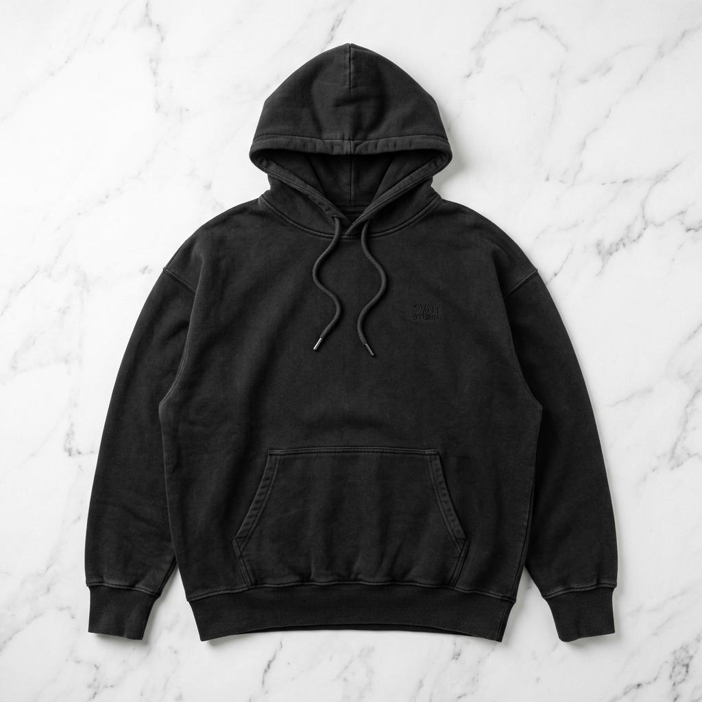 Heavyweight Hoodie in Washed Black, front