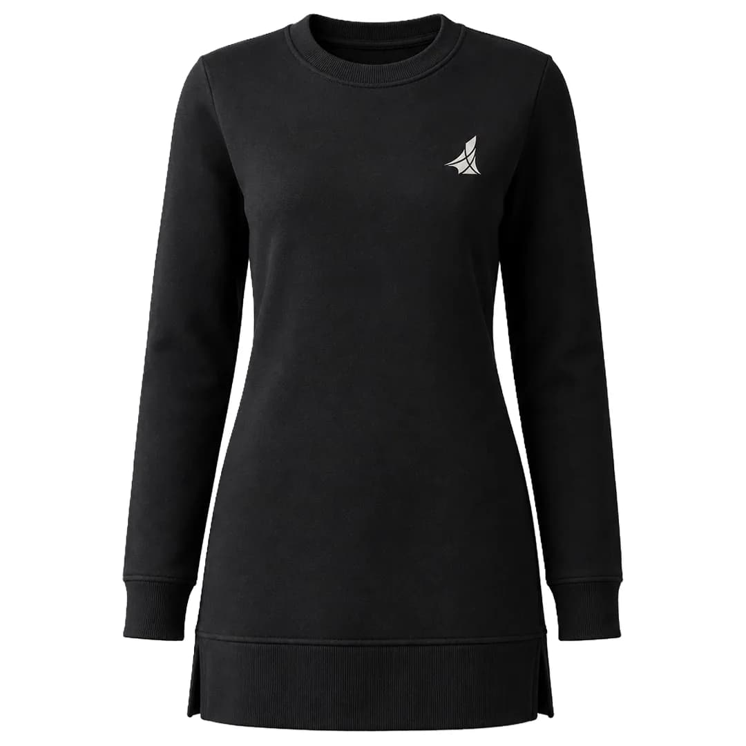 Longline Crew in Black, front view