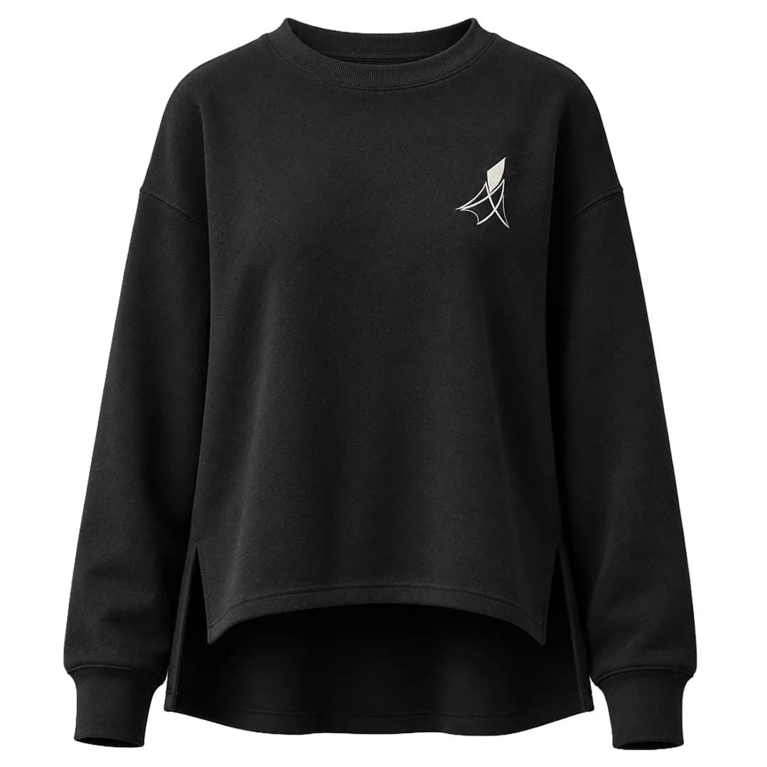 Oversized Crew in Black, front view